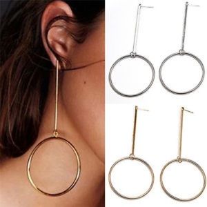 Gold drop hoop earrings